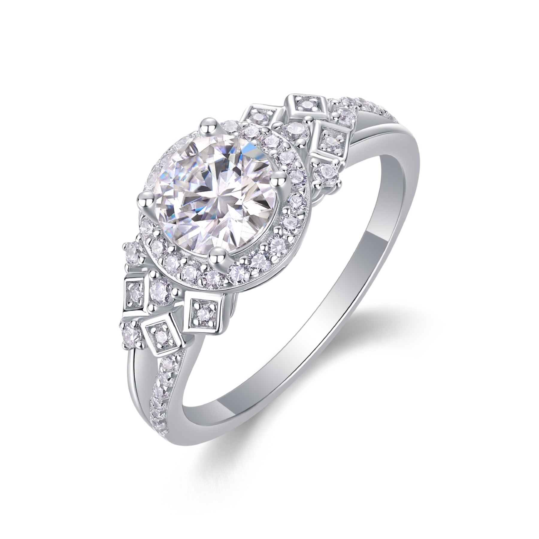 Harbor Moissanite Three-Stone Ring in Sterling Silver