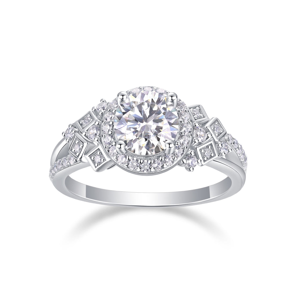 Harbor Moissanite Three-Stone Ring in Sterling Silver