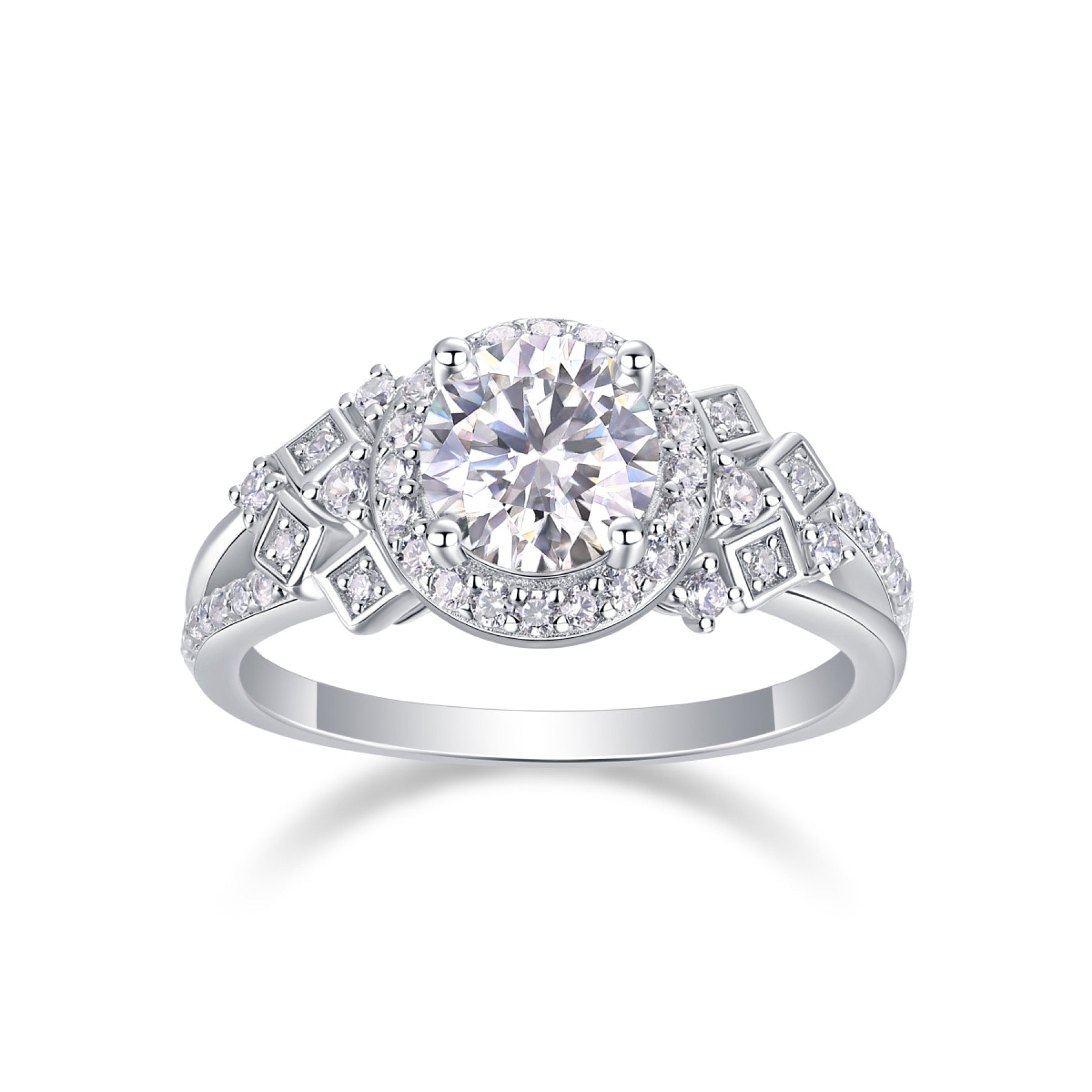 Harbor Moissanite Three-Stone Ring in Sterling Silver