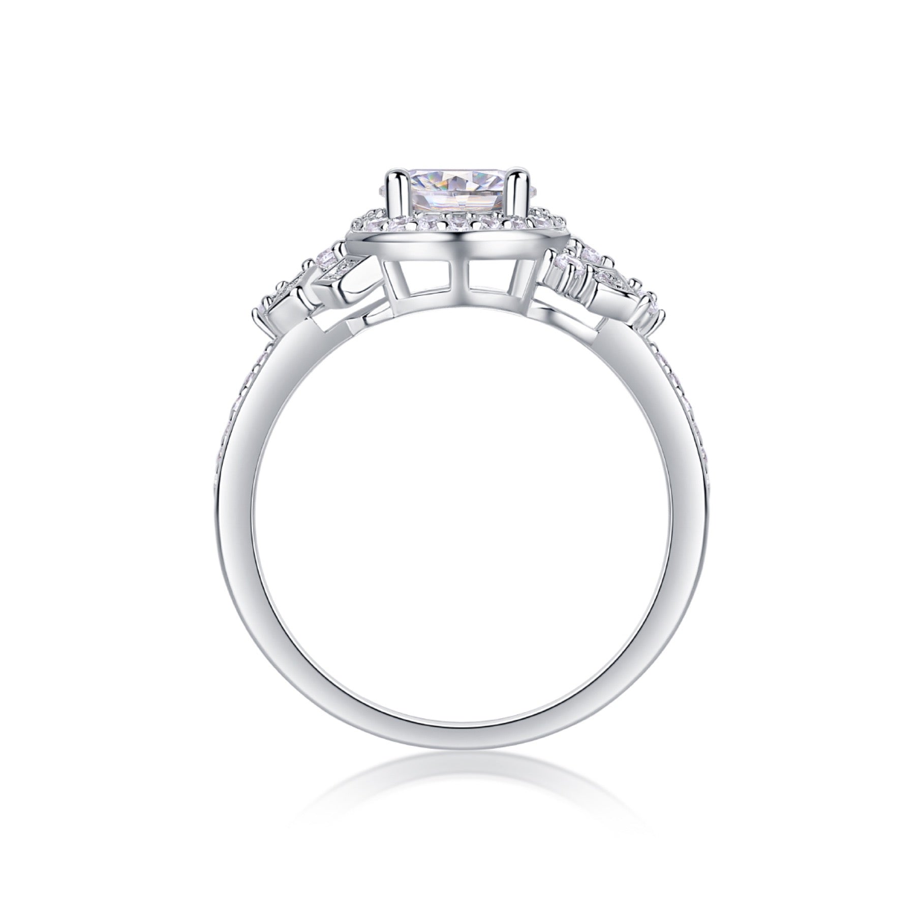 Harbor Moissanite Three-Stone Ring in Sterling Silver