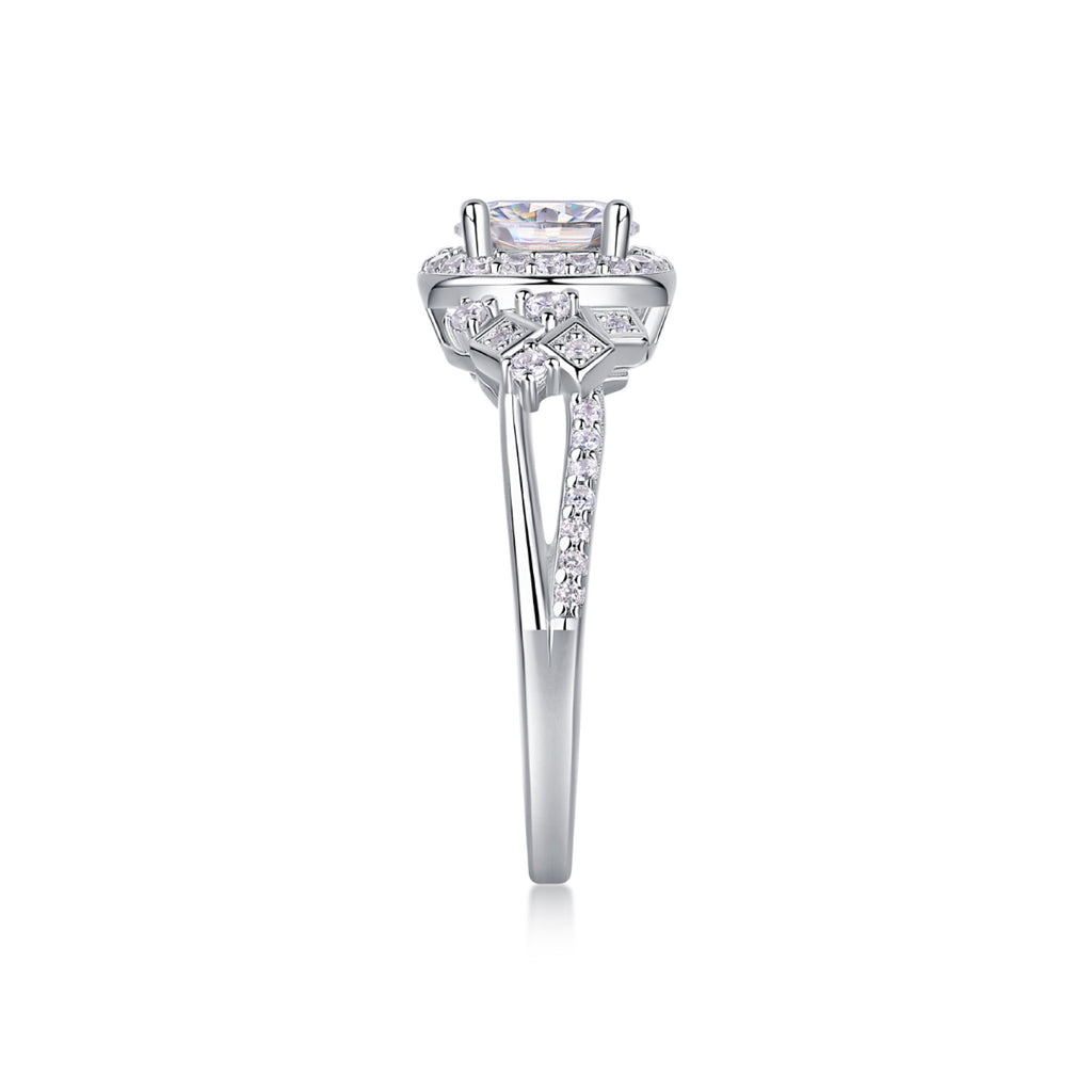 Harbor Moissanite Three-Stone Ring in Sterling Silver