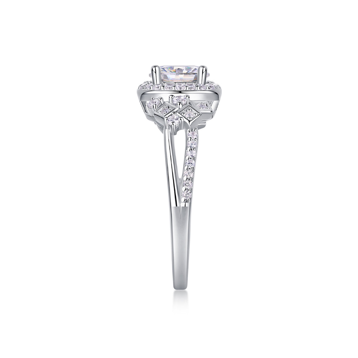 Harbor 1 Carat Moissanite Three-Stone Ring in Sterling Silver