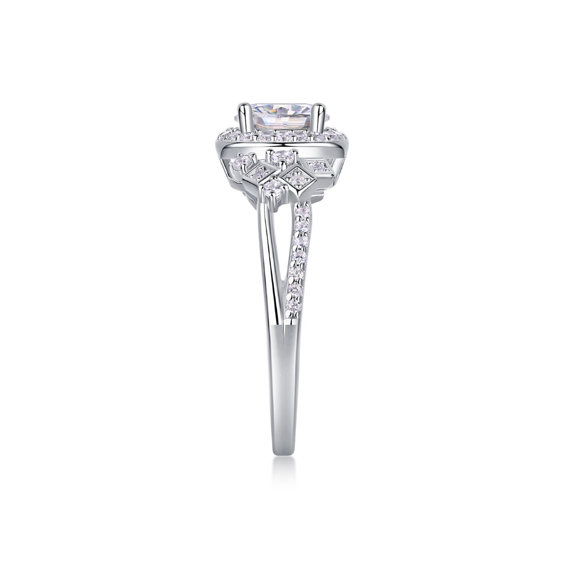 Harbor Moissanite Three-Stone Ring in Sterling Silver