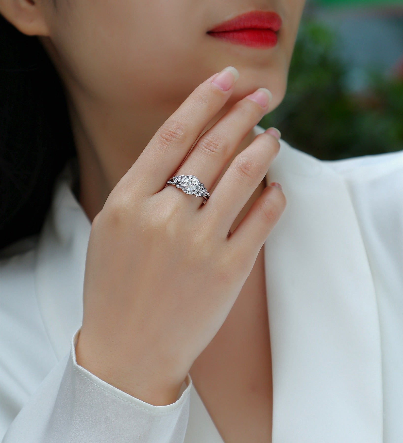Harbor Moissanite Three-Stone Ring in Sterling Silver