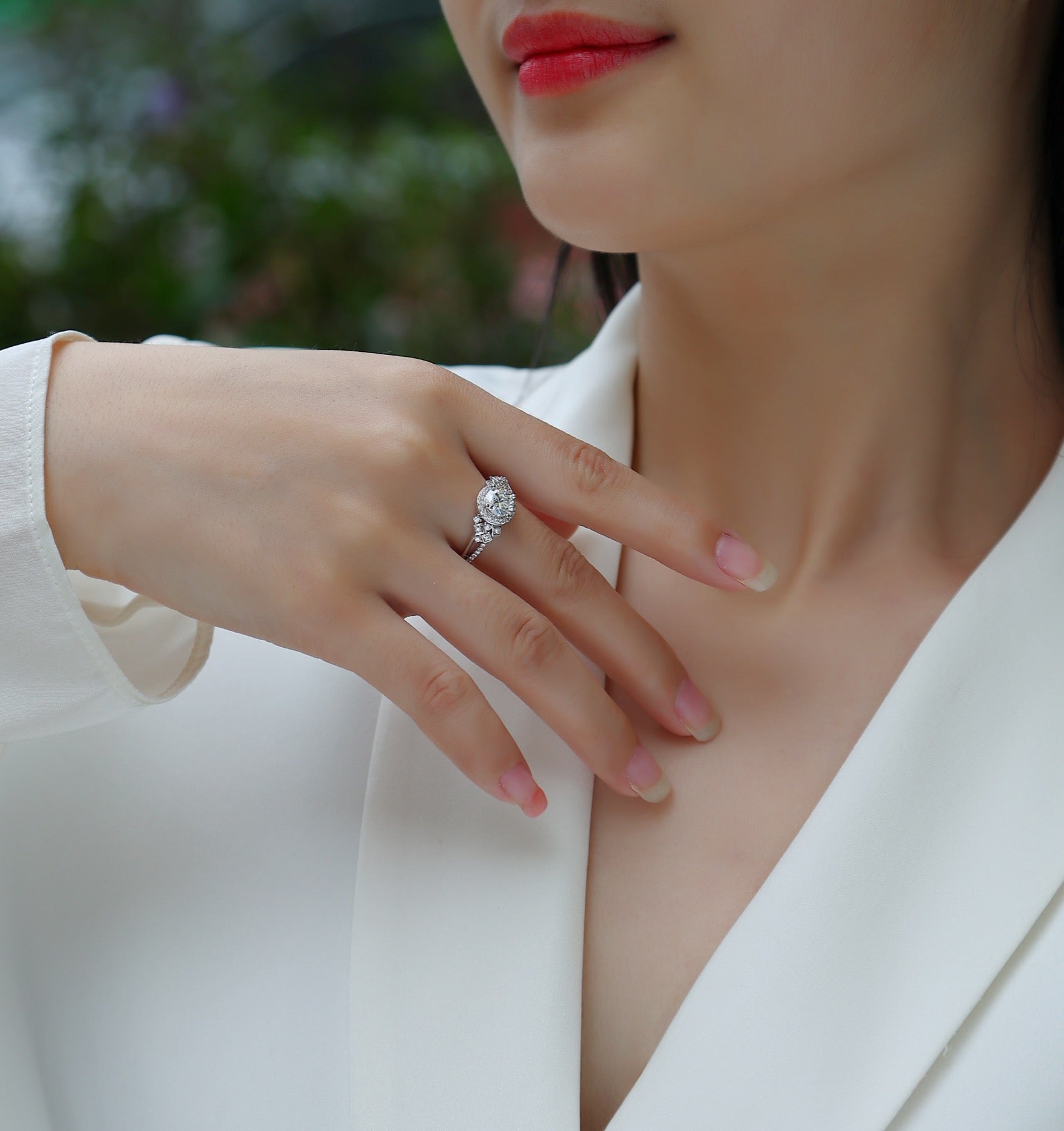 Harbor Moissanite Three-Stone Ring in Sterling Silver