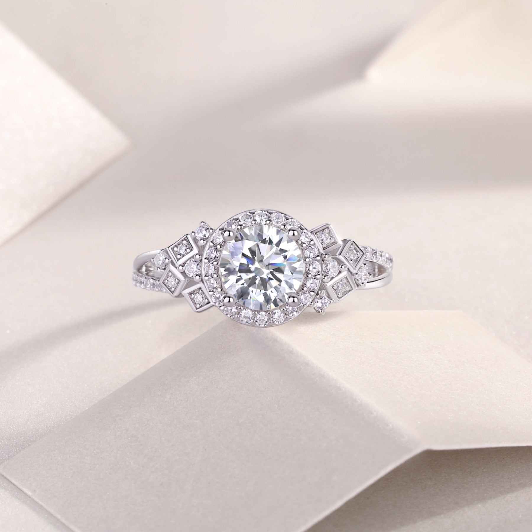 Harbor Moissanite Three-Stone Ring in Sterling Silver