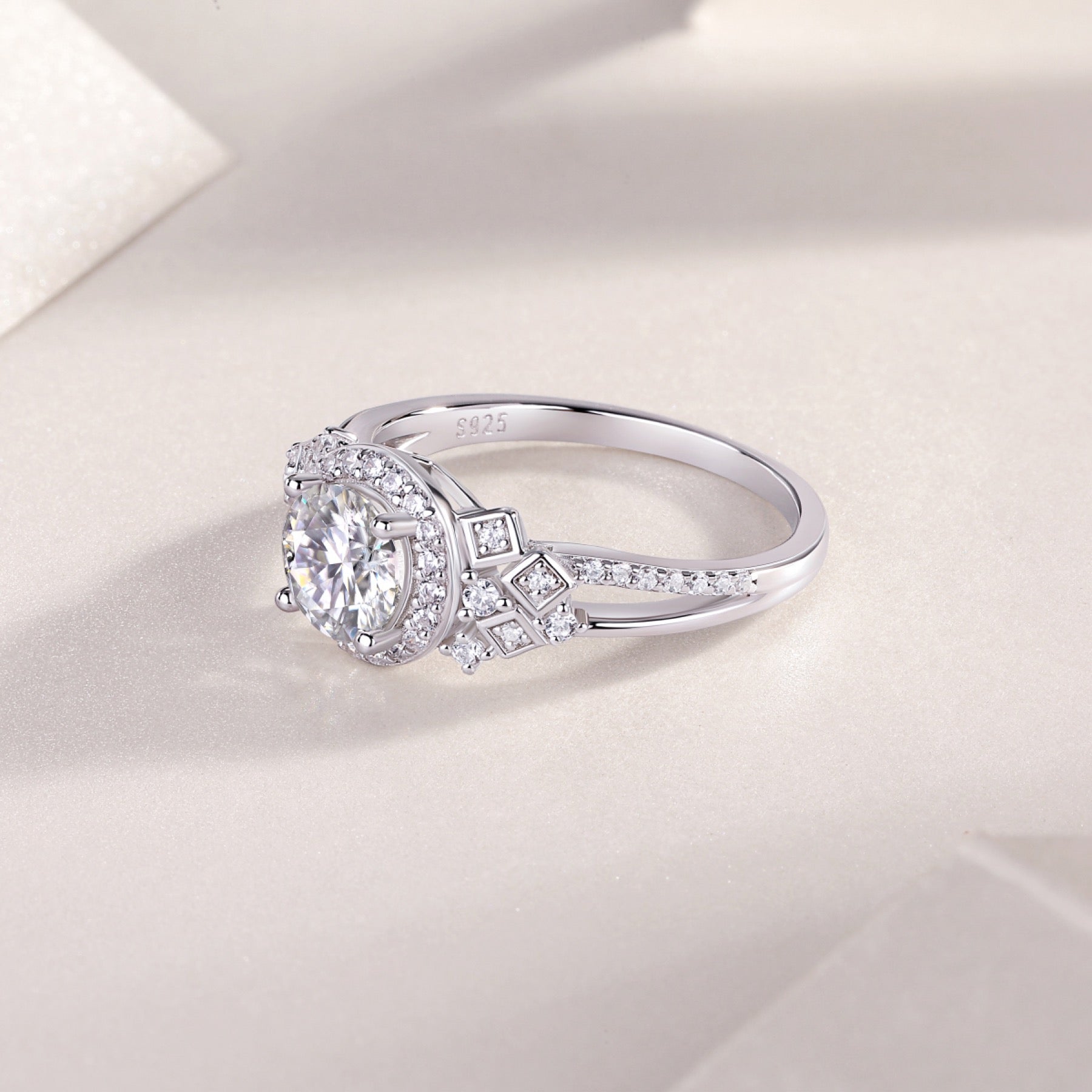 Harbor Moissanite Three-Stone Ring in Sterling Silver