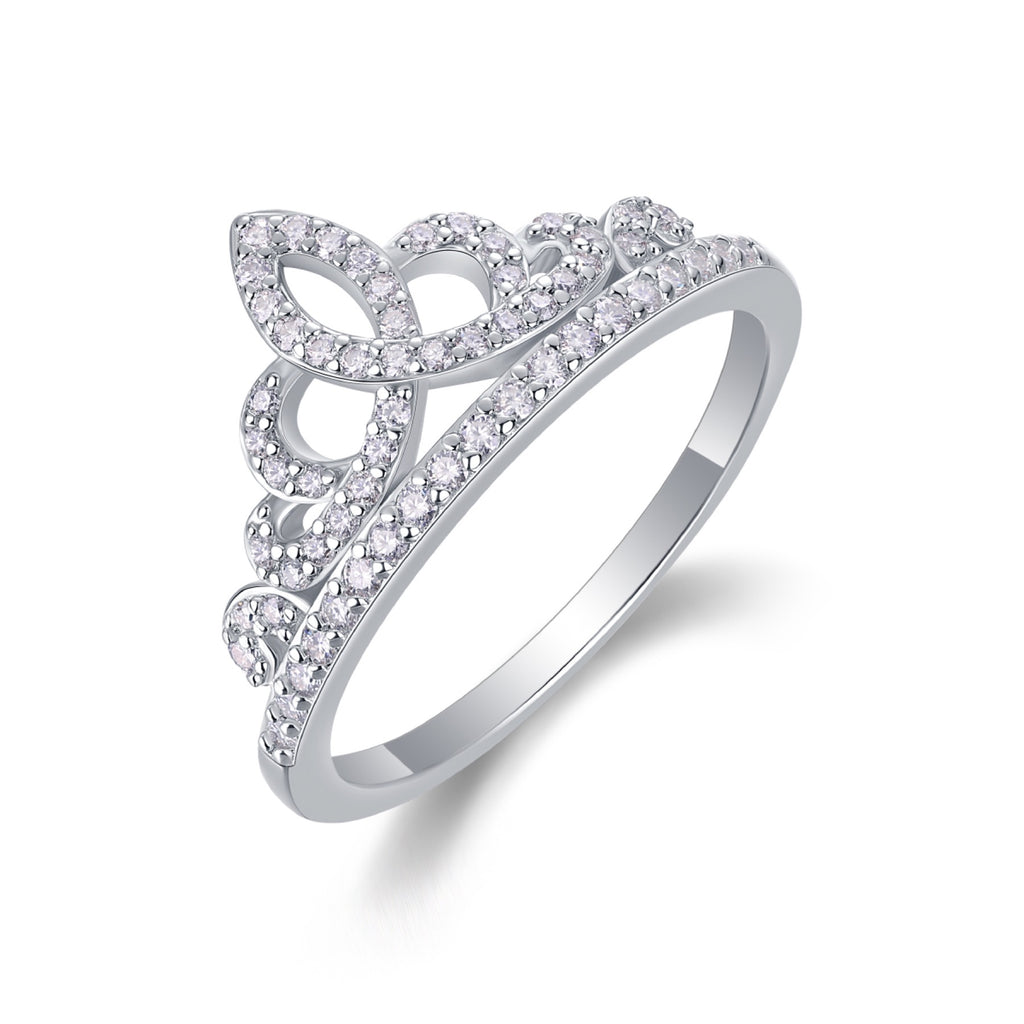 Crown Moissanite Band Ring in Sterling Silver