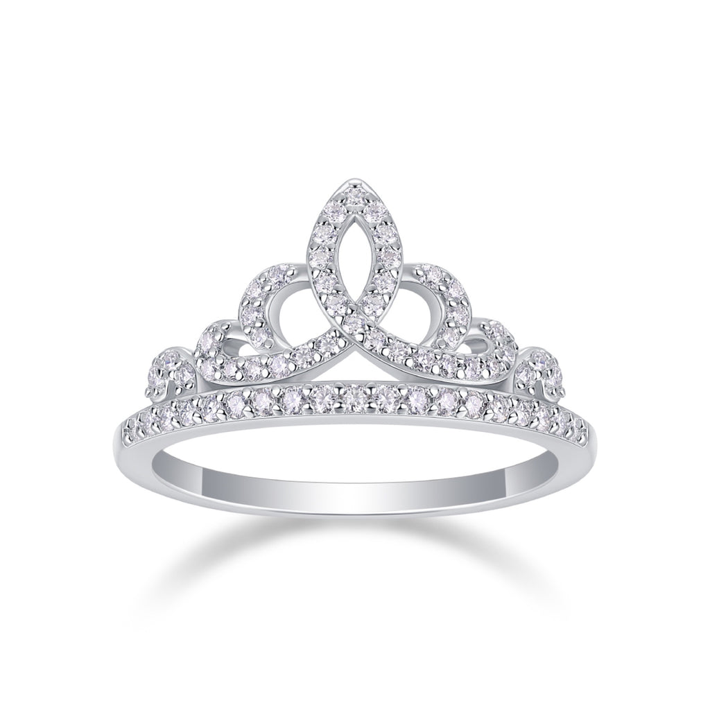 Crown Moissanite Band Ring in Sterling Silver