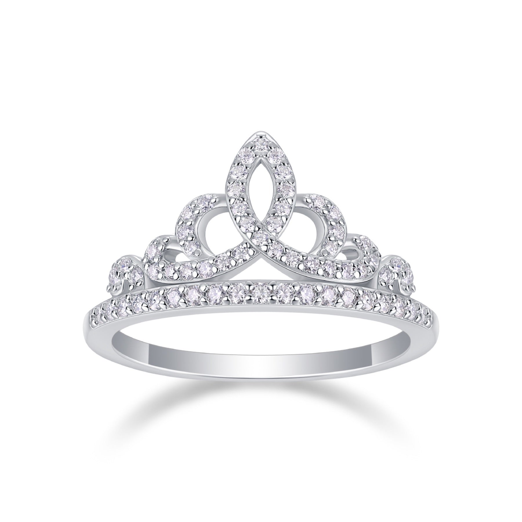 Crown Moissanite Band Ring in Sterling Silver