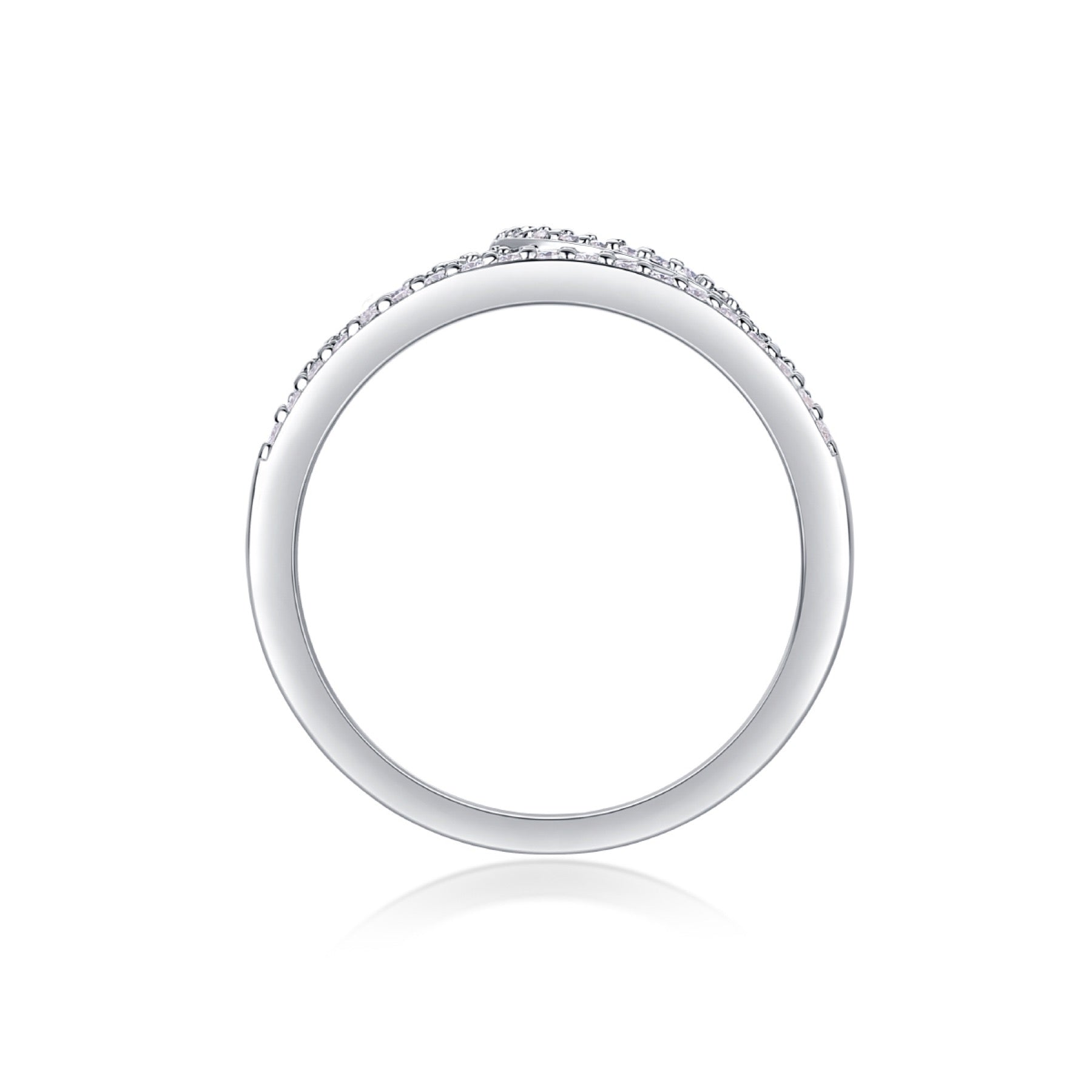 Crown Moissanite Band Ring in Sterling Silver