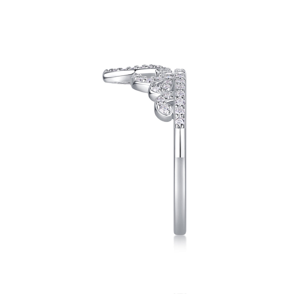 Crown Moissanite Band Ring in Sterling Silver