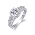Shower Oval-Cut Moissanite Halo Ring in Sterling Silver