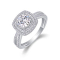 Holiday Cushion-Cut Moissanite Halo Ring in Sterling Silver