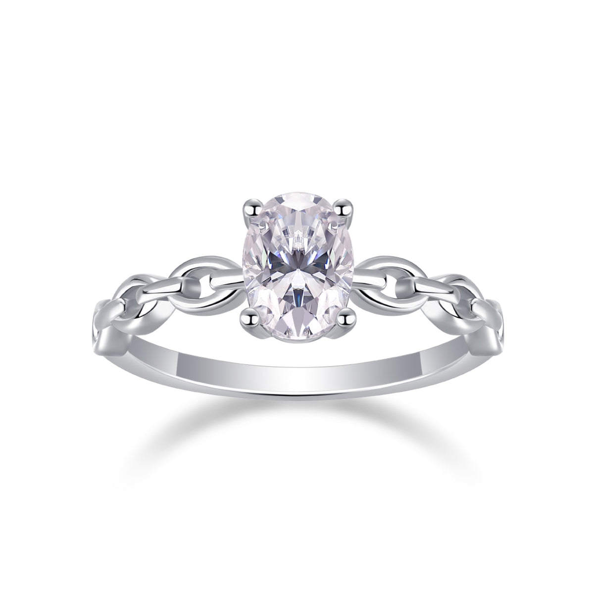 Rive Gauche 1 Carat Oval-Cut Moissanite Solitaire Ring in Sterling Silver