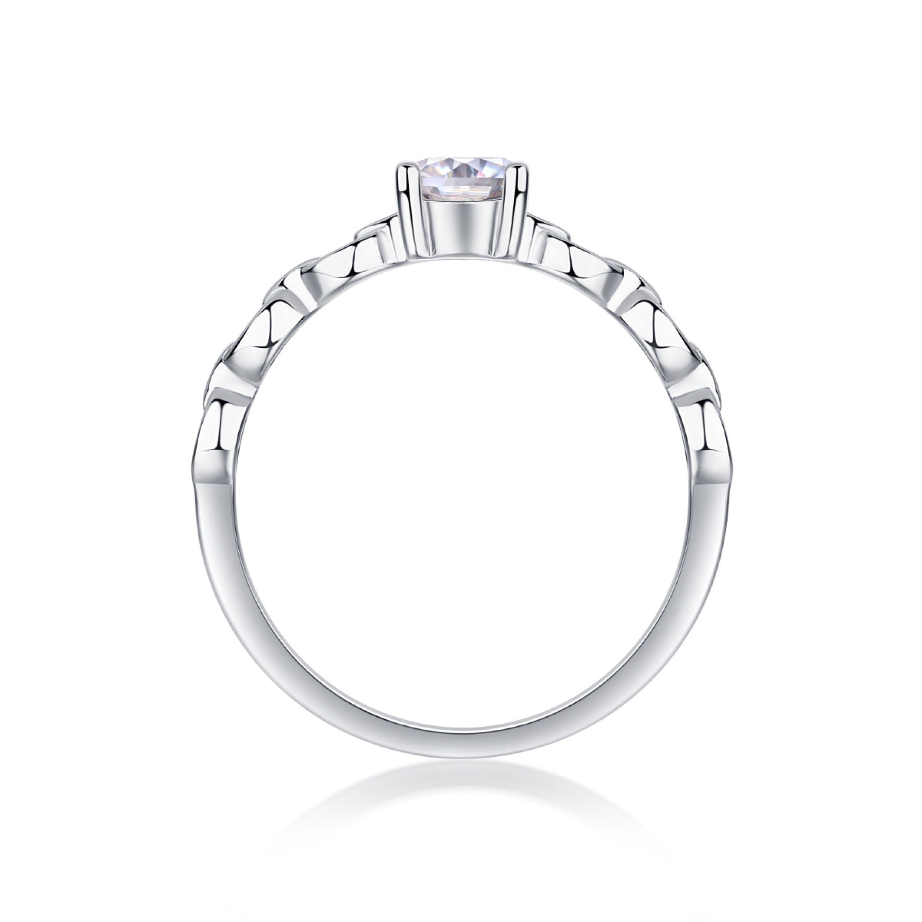 Rive Gauche Oval-Cut Moissanite Solitaire Ring in Sterling Silver