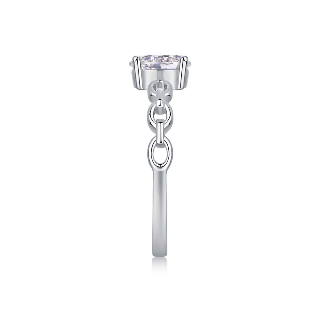 Rive Gauche Oval-Cut Moissanite Solitaire Ring in Sterling Silver