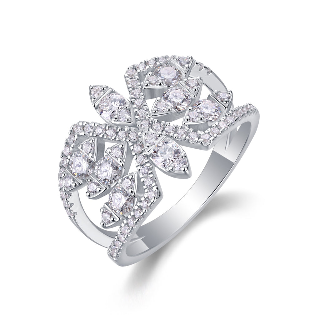 Fleur Moissanite Band Ring in Sterling Silver