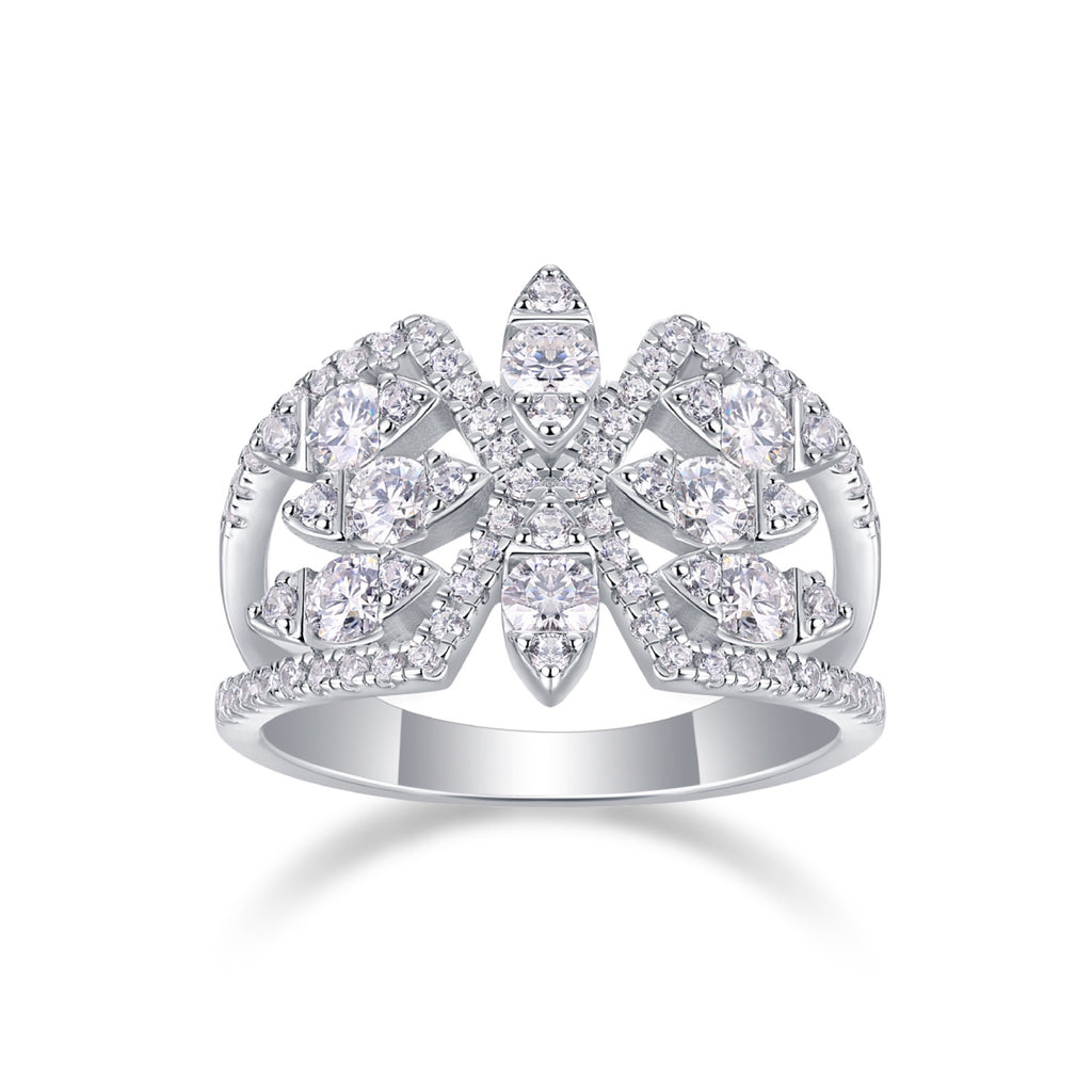 Fleur Moissanite Band Ring in Sterling Silver
