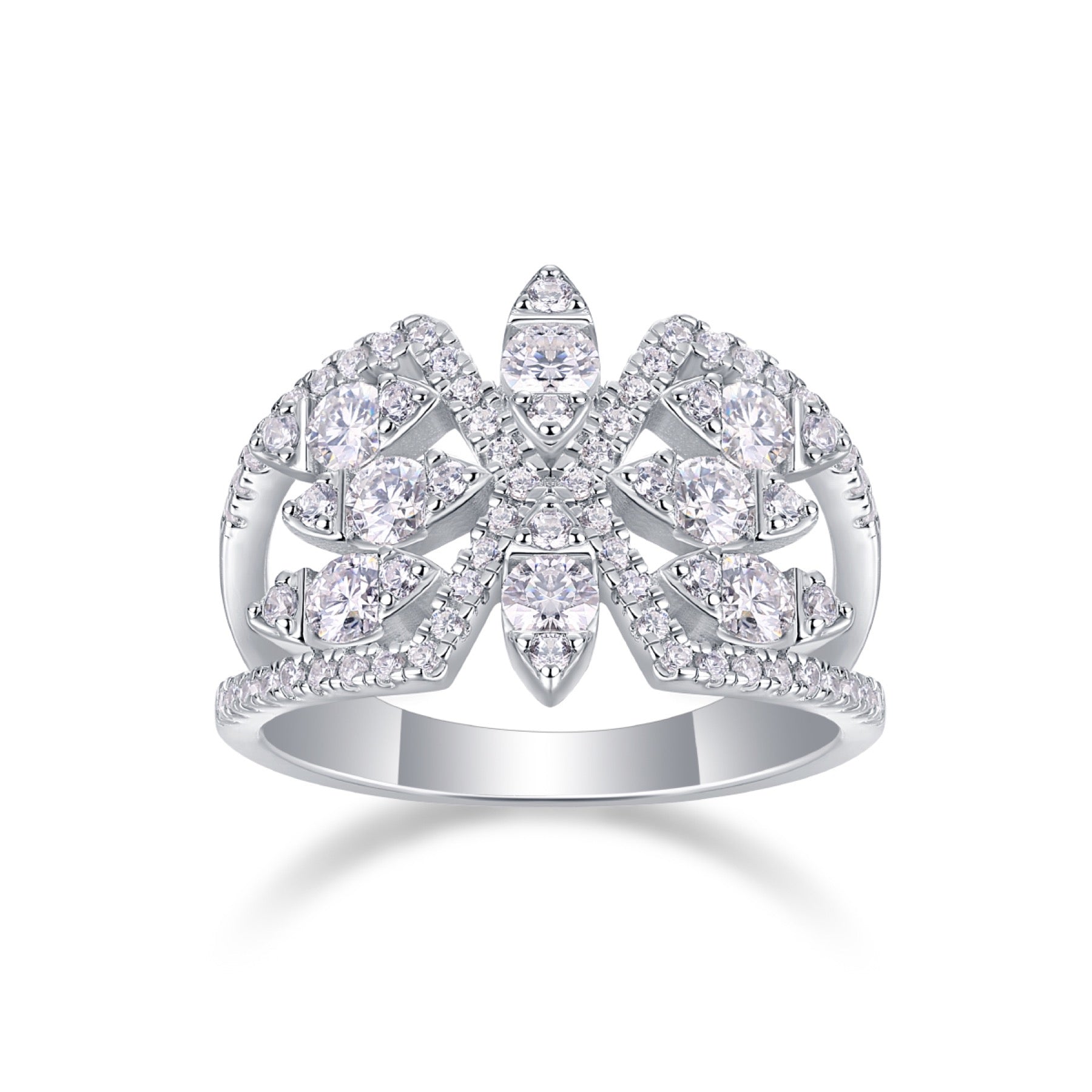Fleur Moissanite Band Ring in Sterling Silver