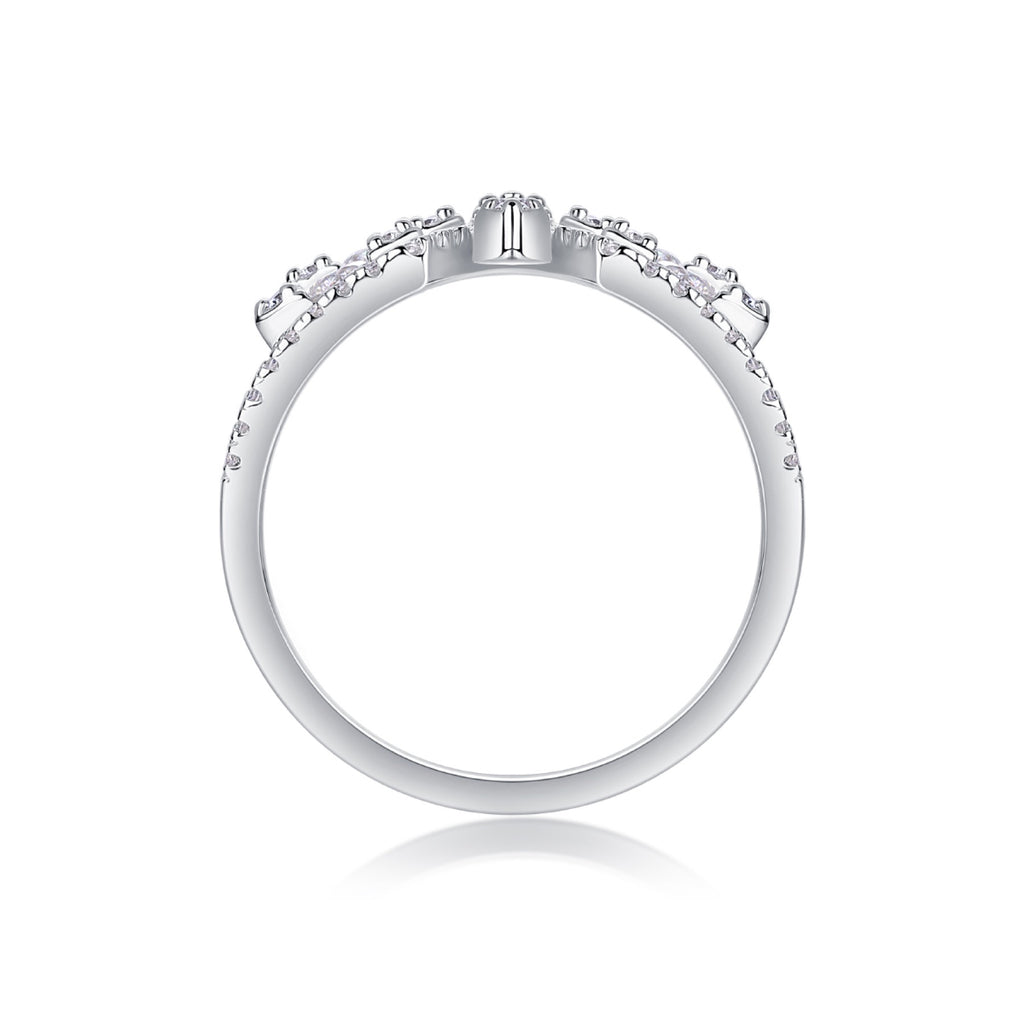 Fleur Moissanite Band Ring in Sterling Silver