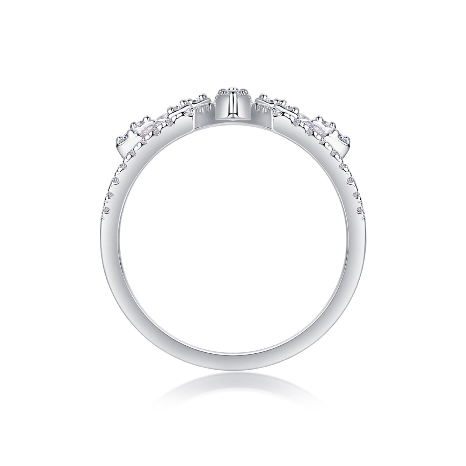 Fleur Moissanite Band Ring in Sterling Silver