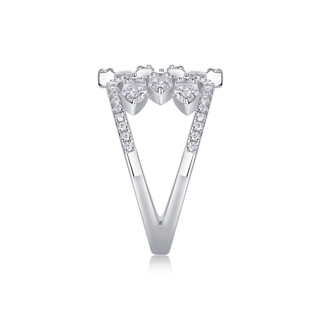 Fleur Moissanite Band Ring in Sterling Silver