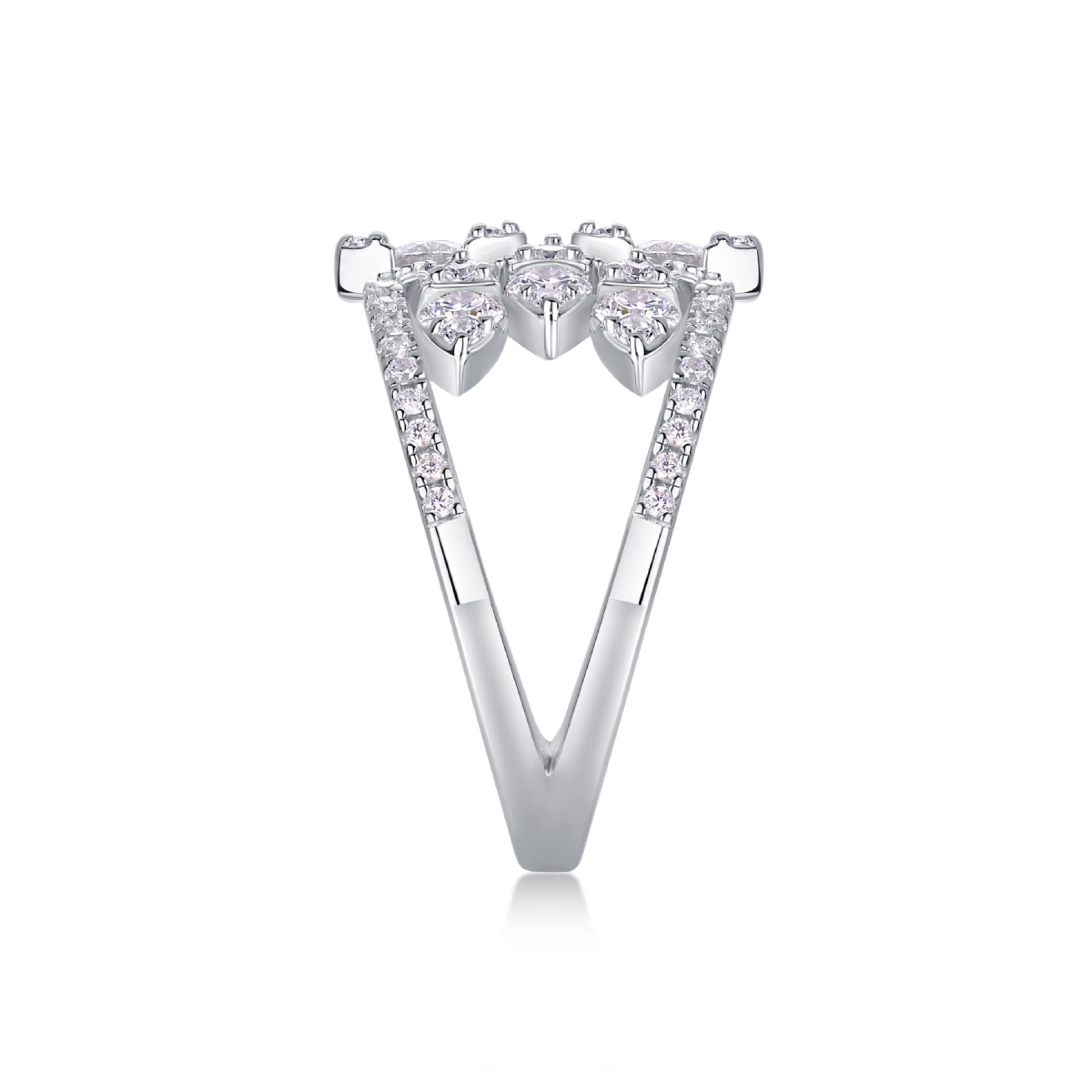 Fleur Moissanite Band Ring in Sterling Silver