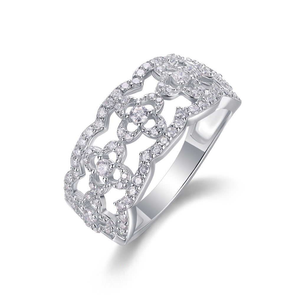 Danza Moissanite Band Ring in Sterling Silver