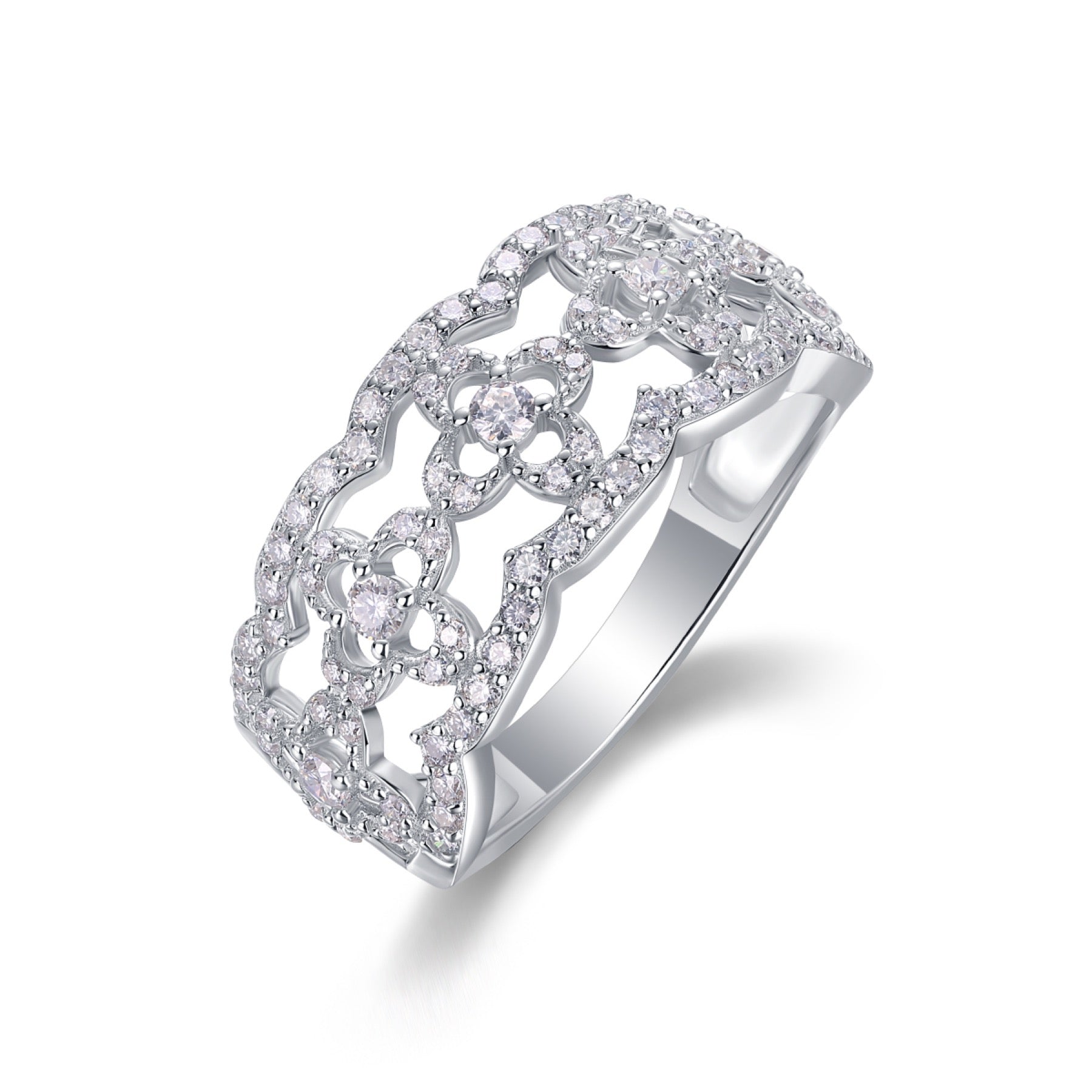 Danza Moissanite Band Ring in Sterling Silver