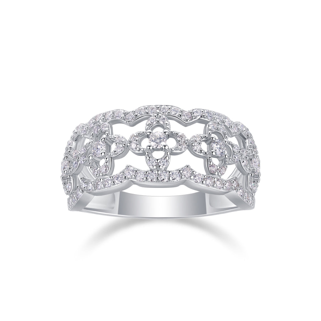 Danza Moissanite Band Ring in Sterling Silver