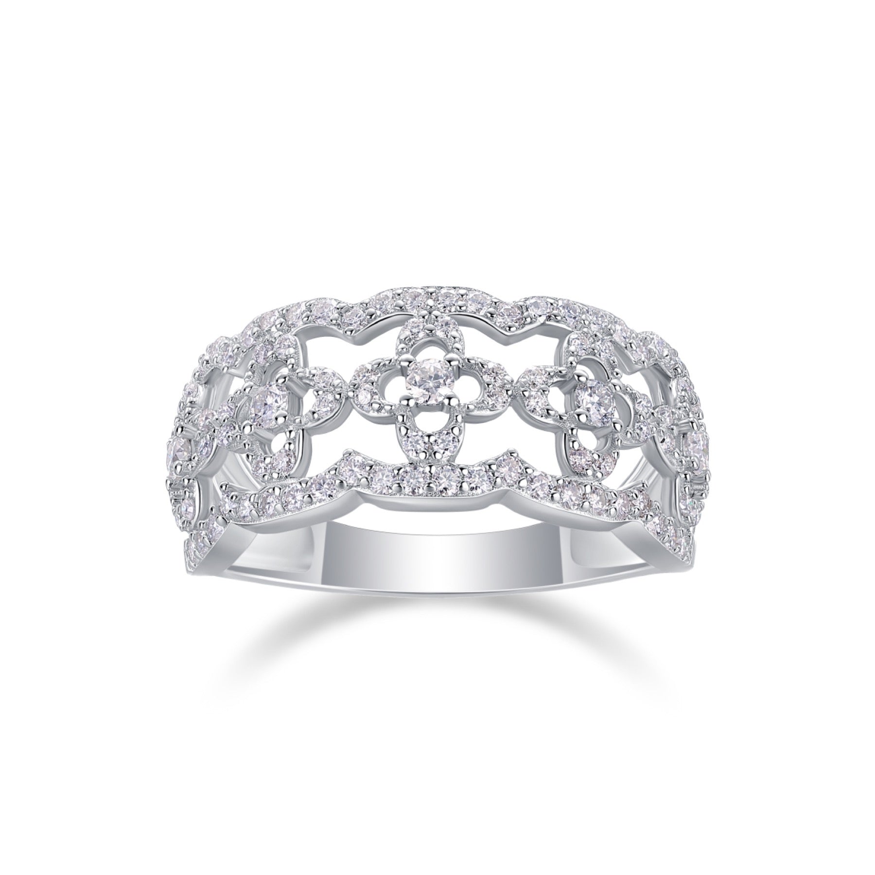 Danza Moissanite Band Ring in Sterling Silver