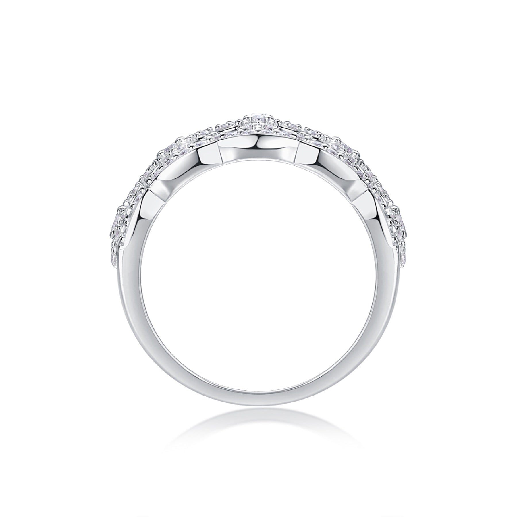 Danza Moissanite Band Ring in Sterling Silver