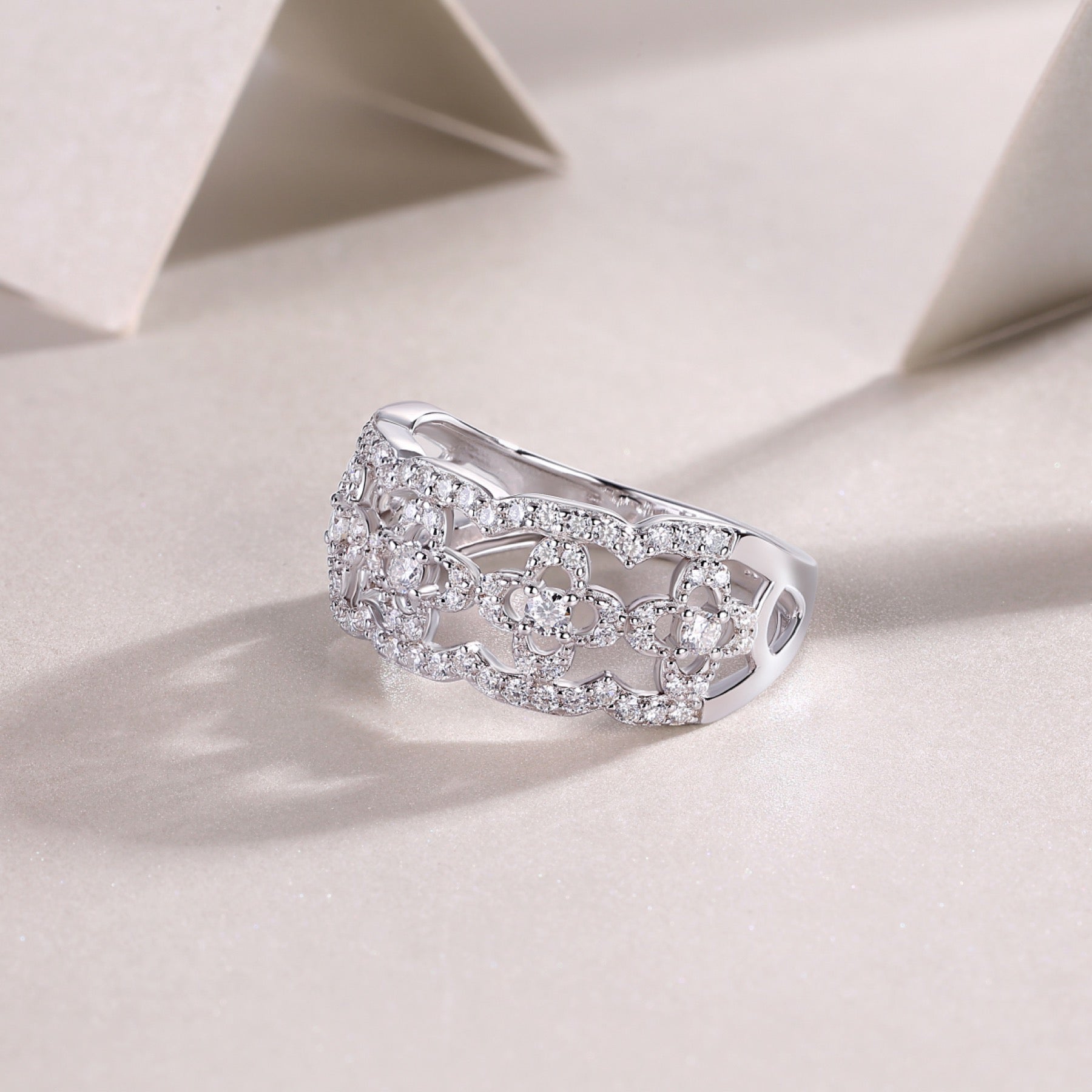Danza Moissanite Band Ring in Sterling Silver