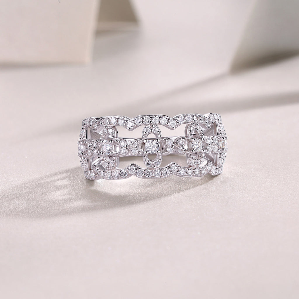 Danza Moissanite Band Ring in Sterling Silver