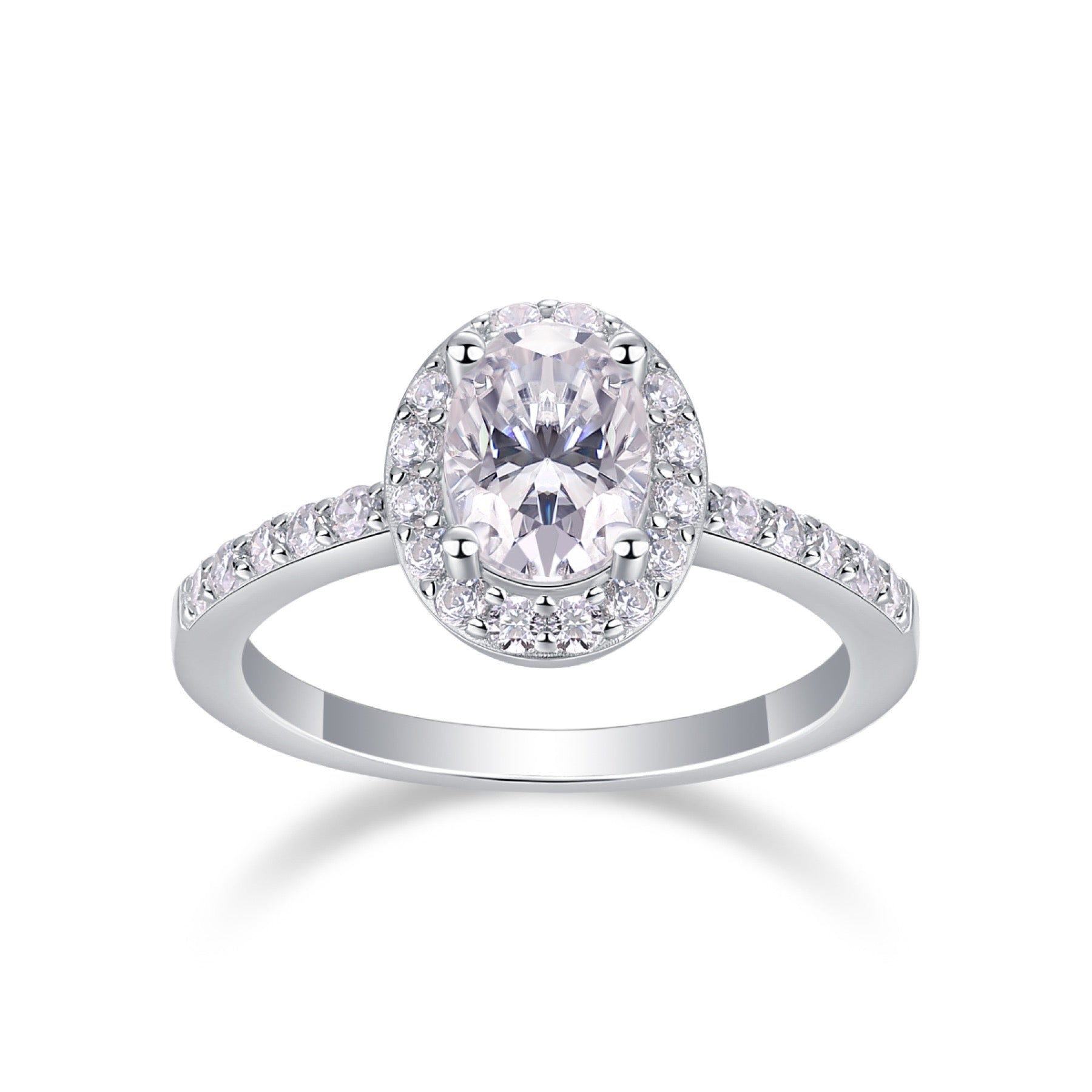 Moonwood Oval-Cut Moissanite Halo Ring in Sterling Silver