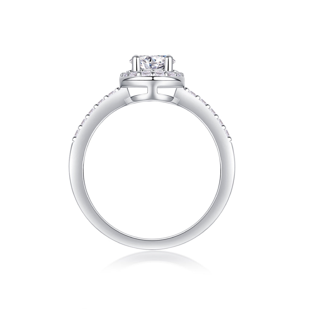 Moonwood Oval-Cut Moissanite Halo Ring in Sterling Silver