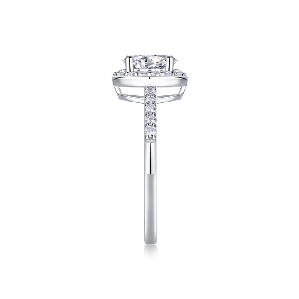 Moonwood Oval-Cut Moissanite Halo Ring in Sterling Silver
