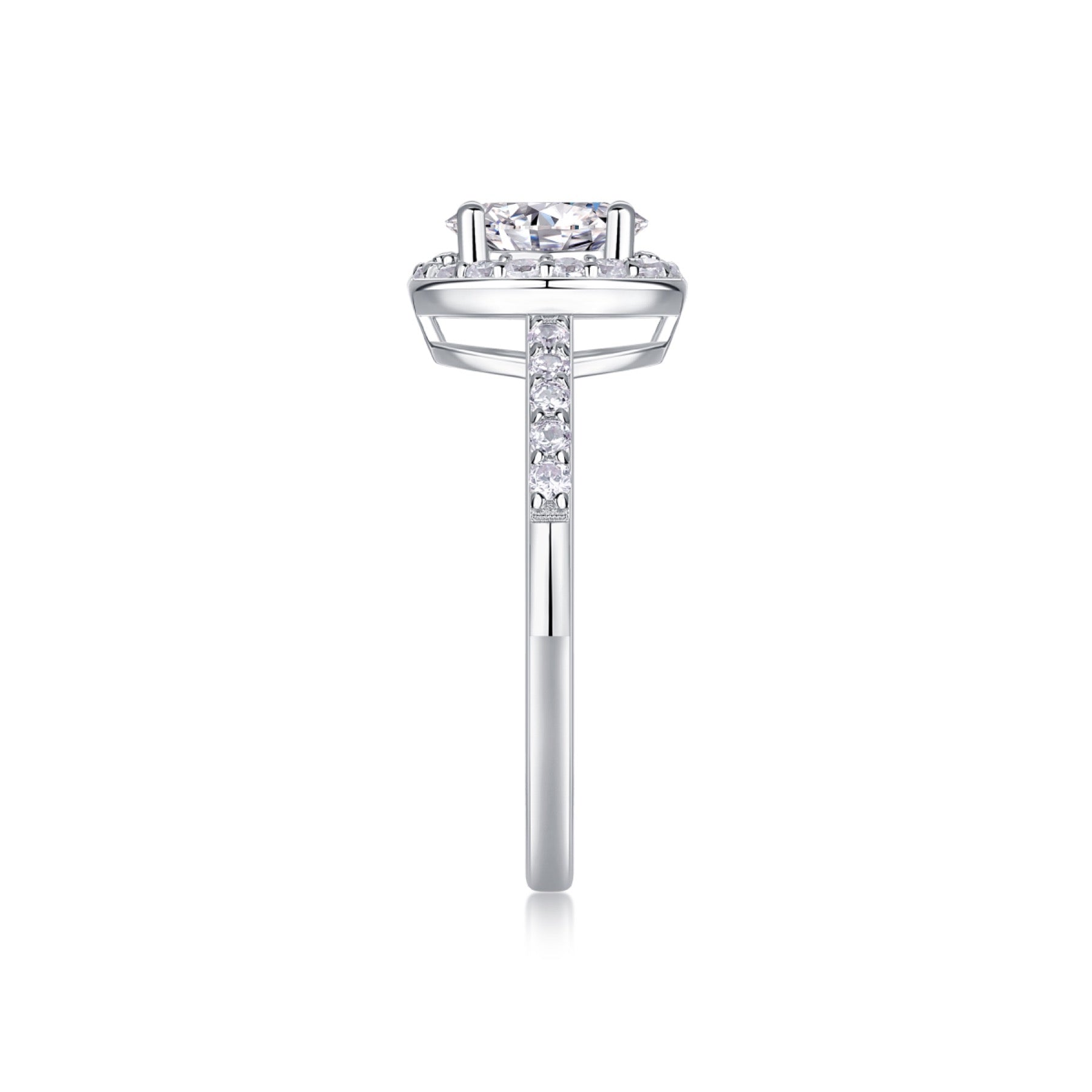 Moonwood Oval-Cut Moissanite Halo Ring in Sterling Silver