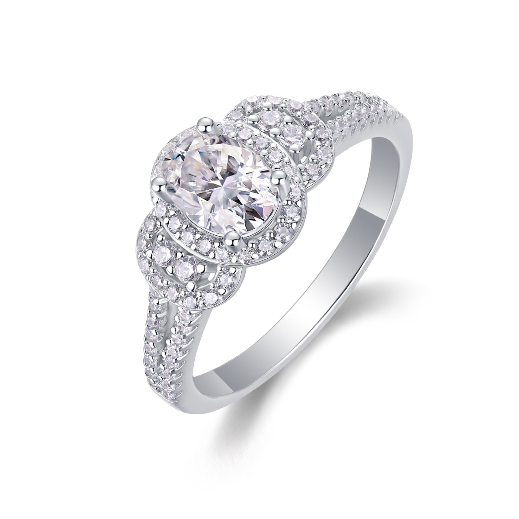 Eden Oval-Cut Moissanite Halo Ring in Sterling Silver