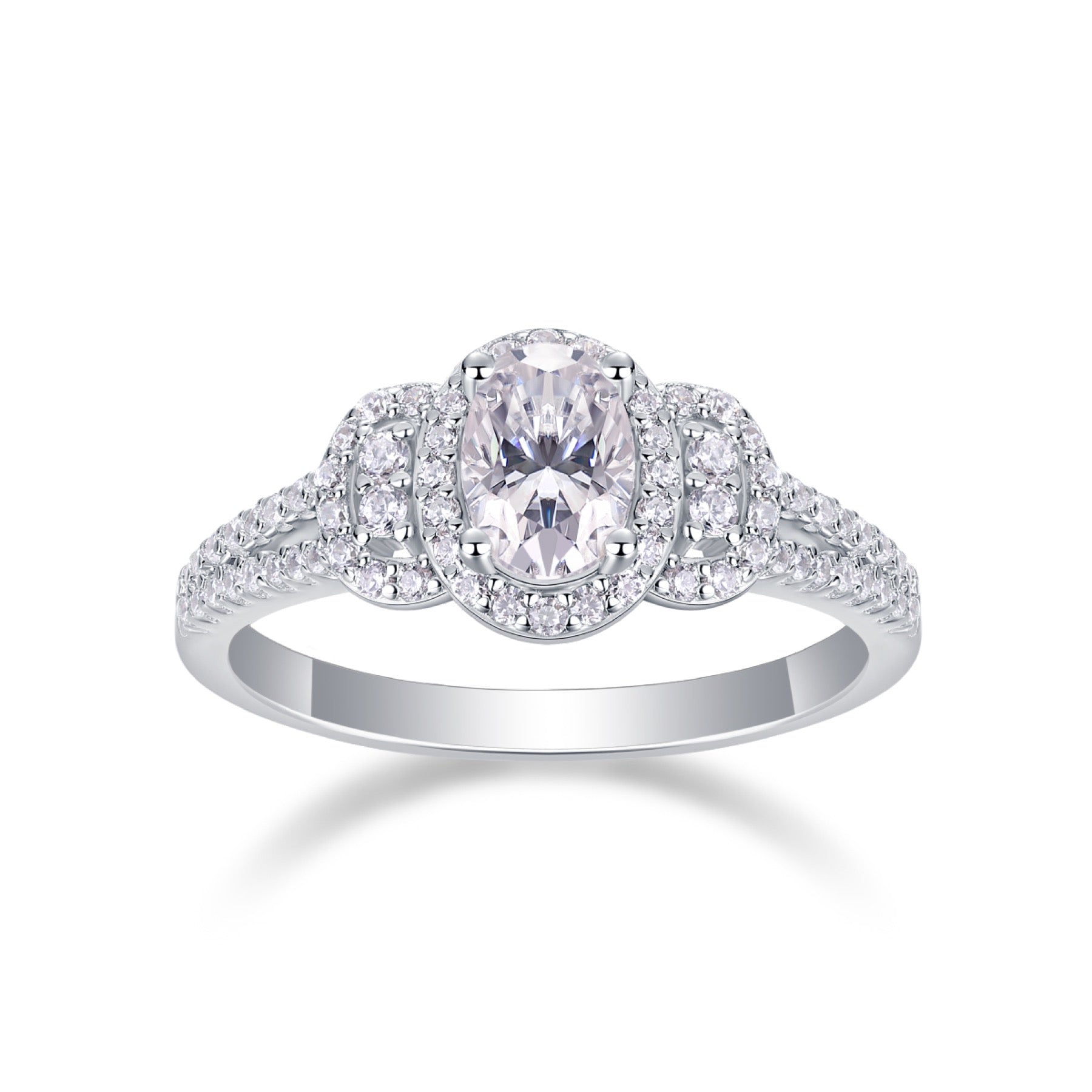 Eden Oval-Cut Moissanite Halo Ring in Sterling Silver
