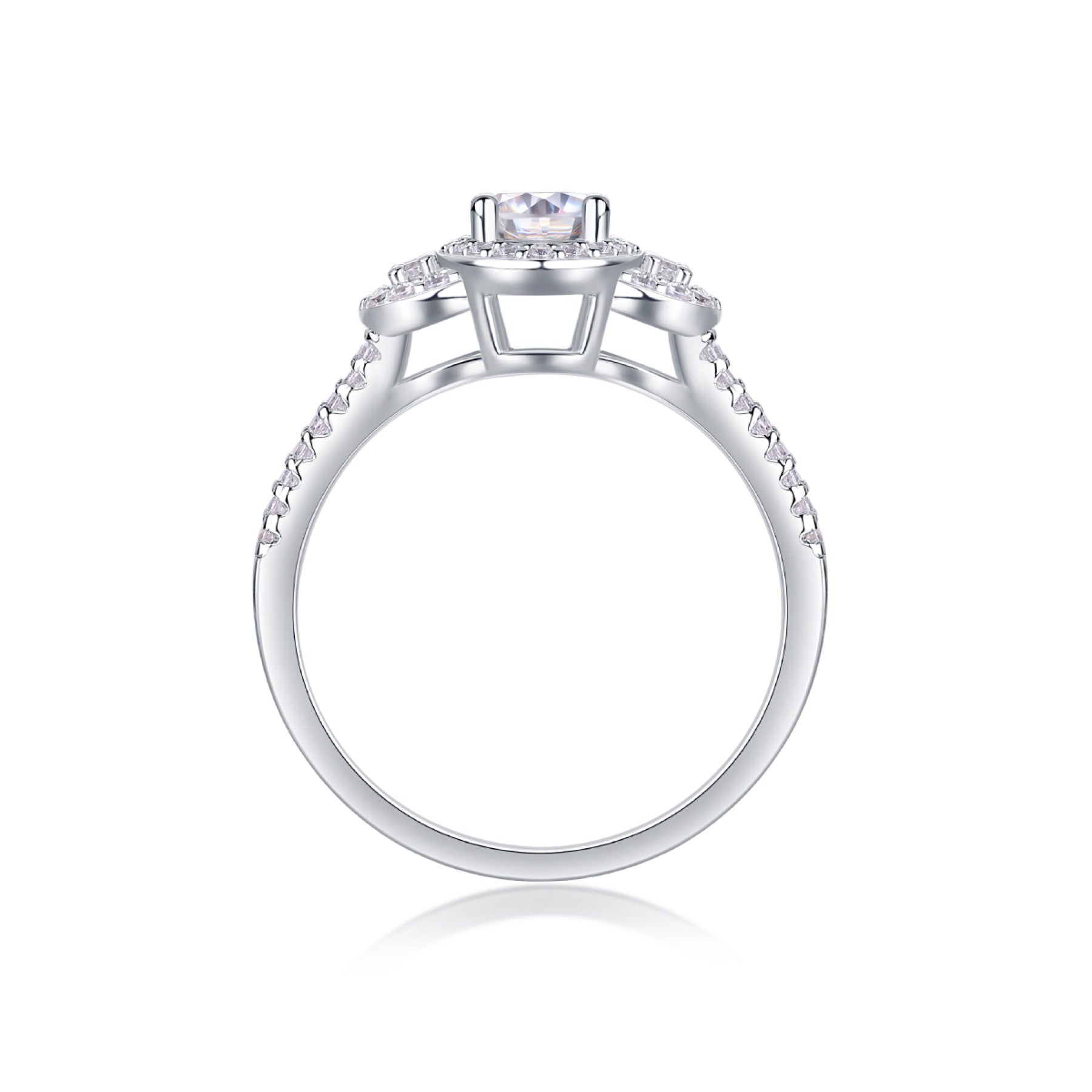 Eden Oval-Cut Moissanite Halo Ring in Sterling Silver