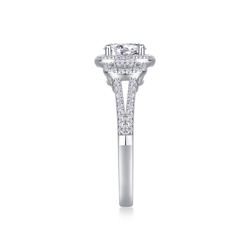 Eden Oval-Cut Moissanite Halo Ring in Sterling Silver