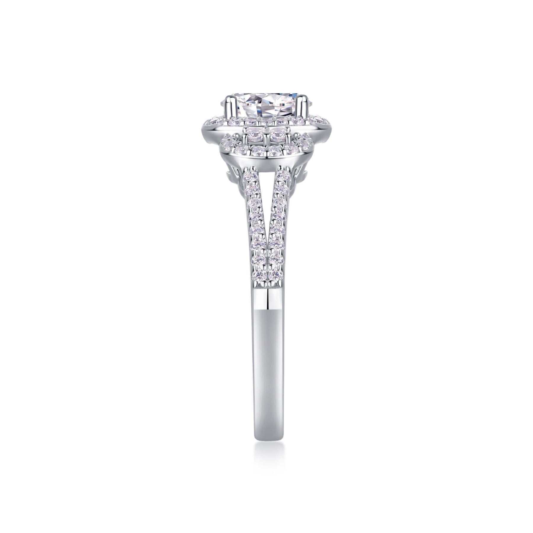 Eden Oval-Cut Moissanite Halo Ring in Sterling Silver