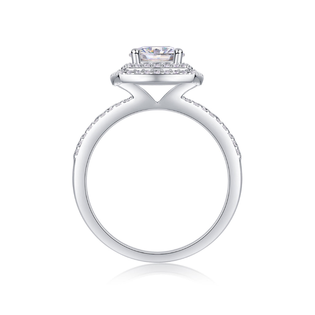 Provence Cushion-Cut Moissanite Halo Ring in Sterling Silver