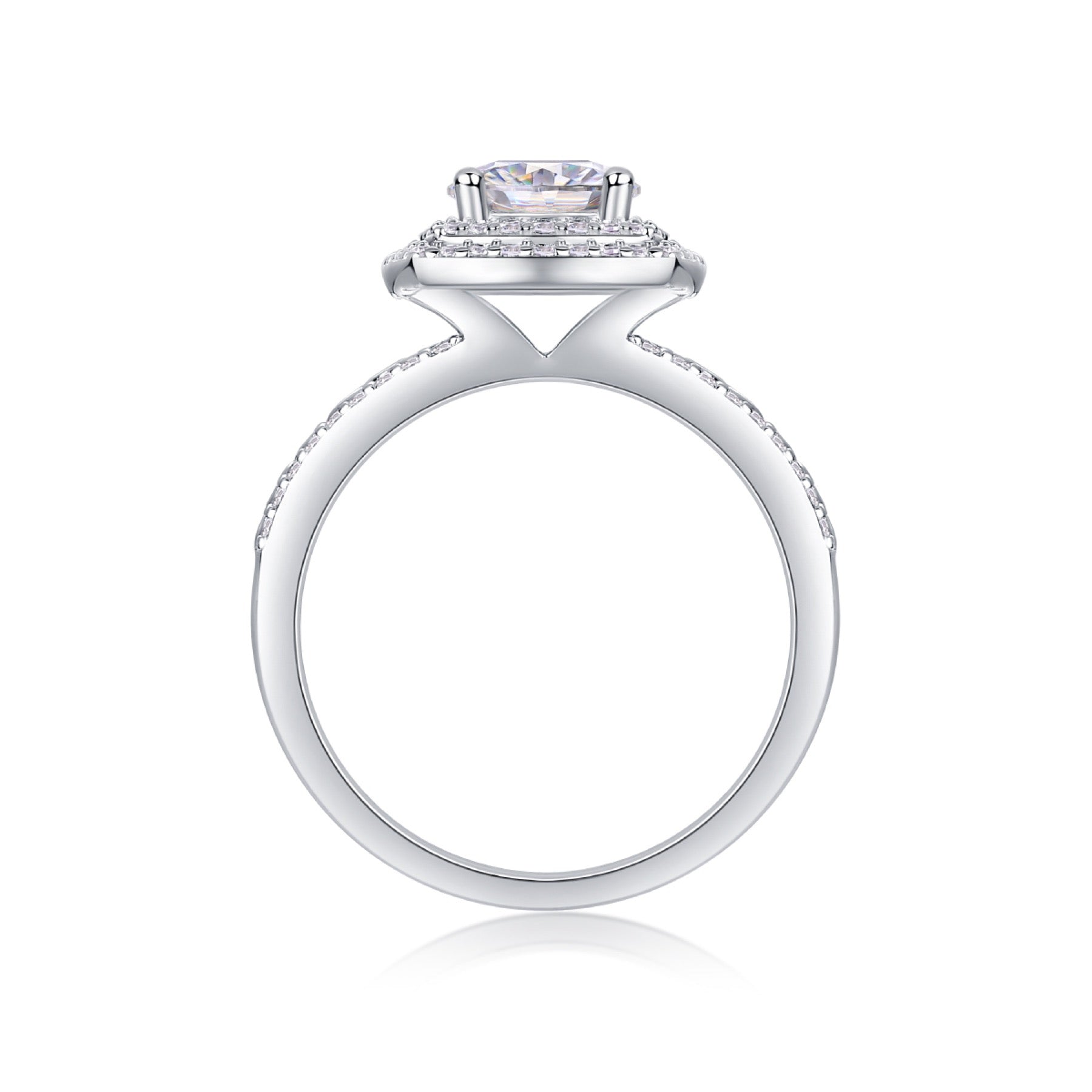 Provence Cushion-Cut Moissanite Halo Ring in Sterling Silver