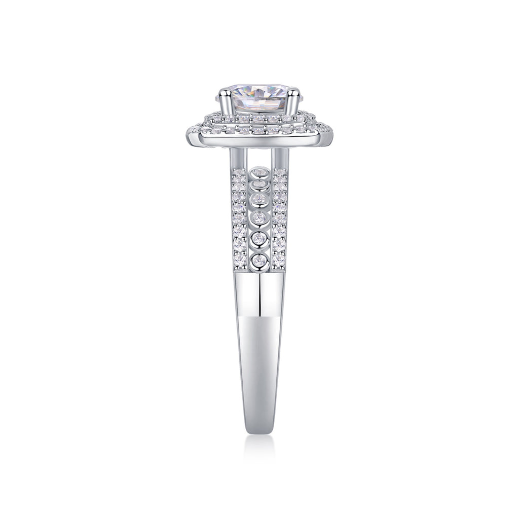 Provence Cushion-Cut Moissanite Halo Ring in Sterling Silver