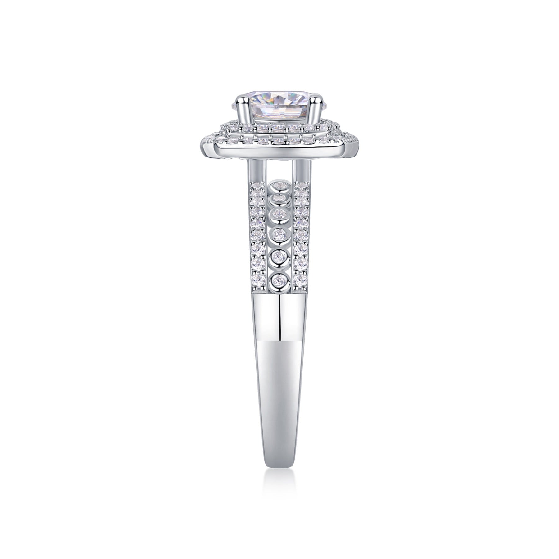 Provence Cushion-Cut Moissanite Halo Ring in Sterling Silver