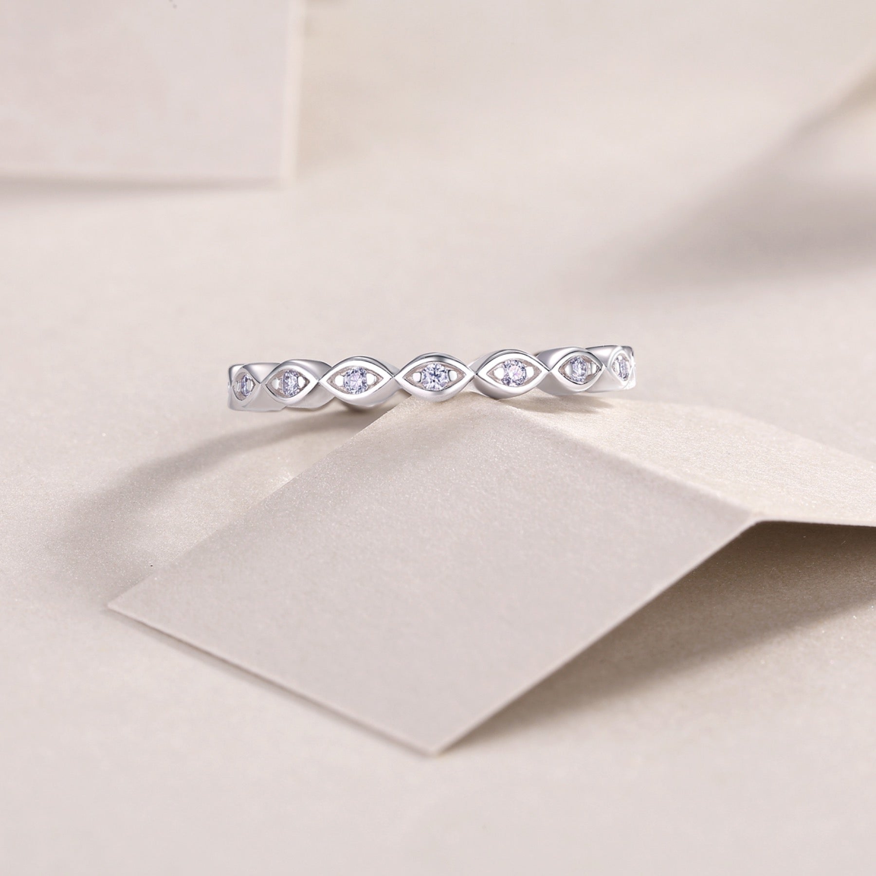 Eternal Moissanite Eternity Band Ring in Sterling Silver