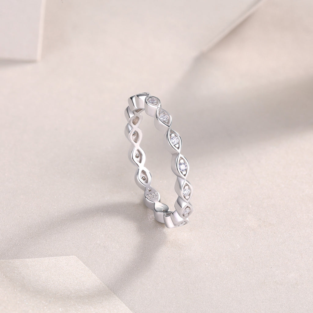 Eternal Moissanite Eternity Band Ring in Sterling Silver